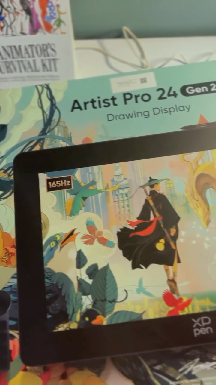 Instagram post by @d.igvijay_pwr for XPPen. Caption reads: XPPen sent me their Artist Pro 24 (Gen2) 165hz....