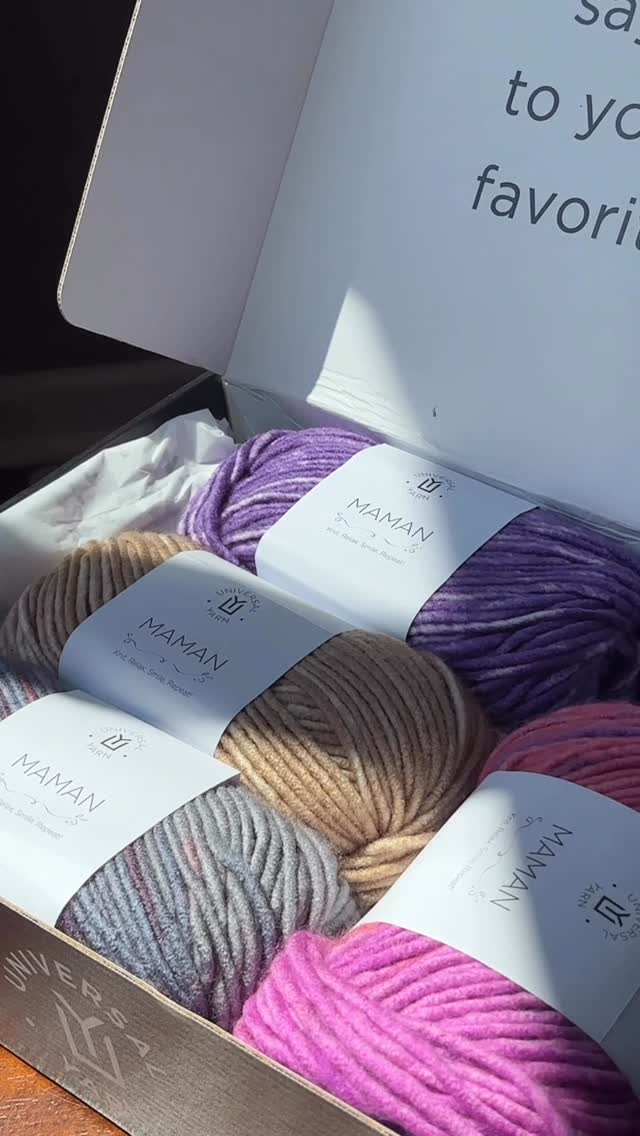 Instagram post by @cosmicccrochet for Universal Yarn. Caption reads: I am so excited about this beautiful Maman Yarn....