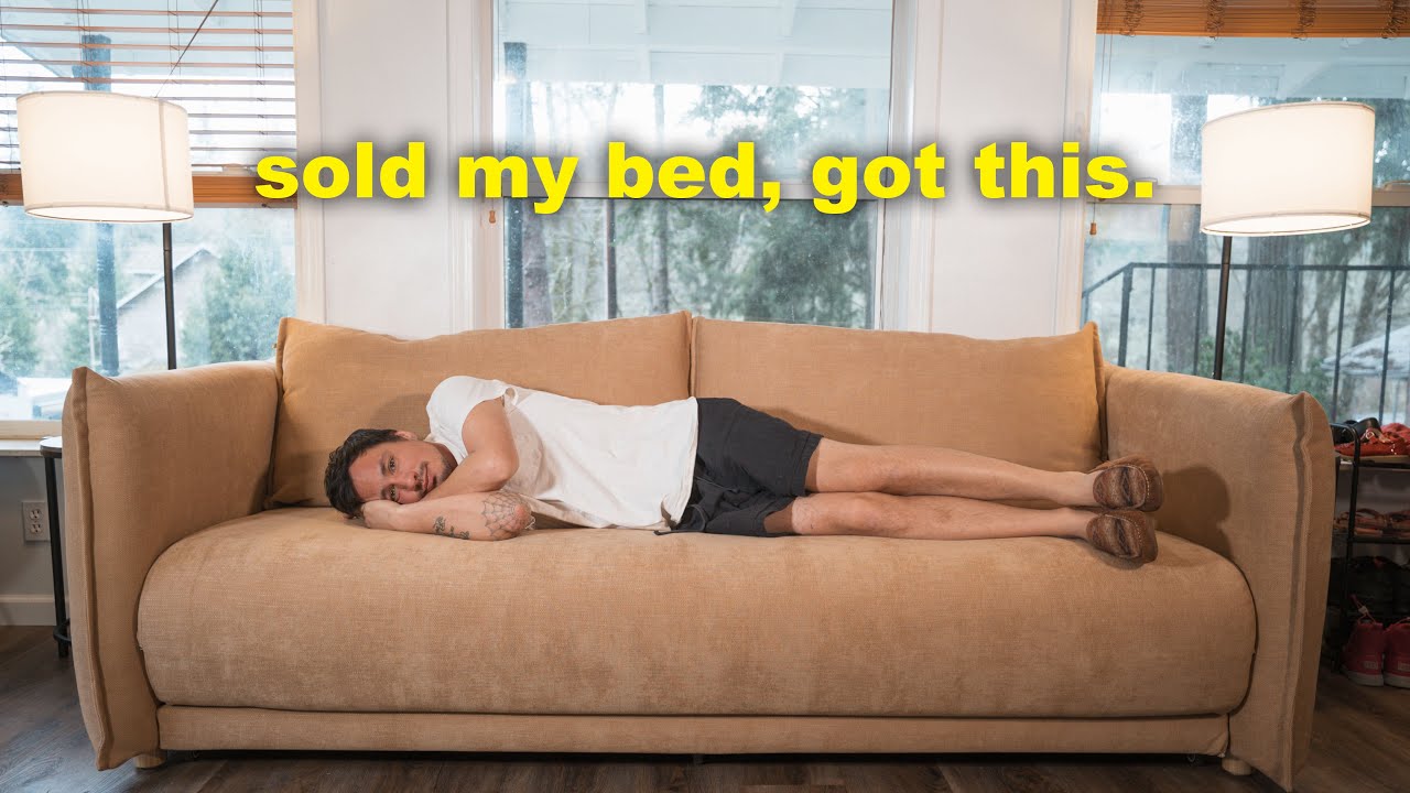 YouTube post by @isaacturnerit for Koala. Caption reads: I SOLD my BED for this... (Koala Sofa Bed FIRST....