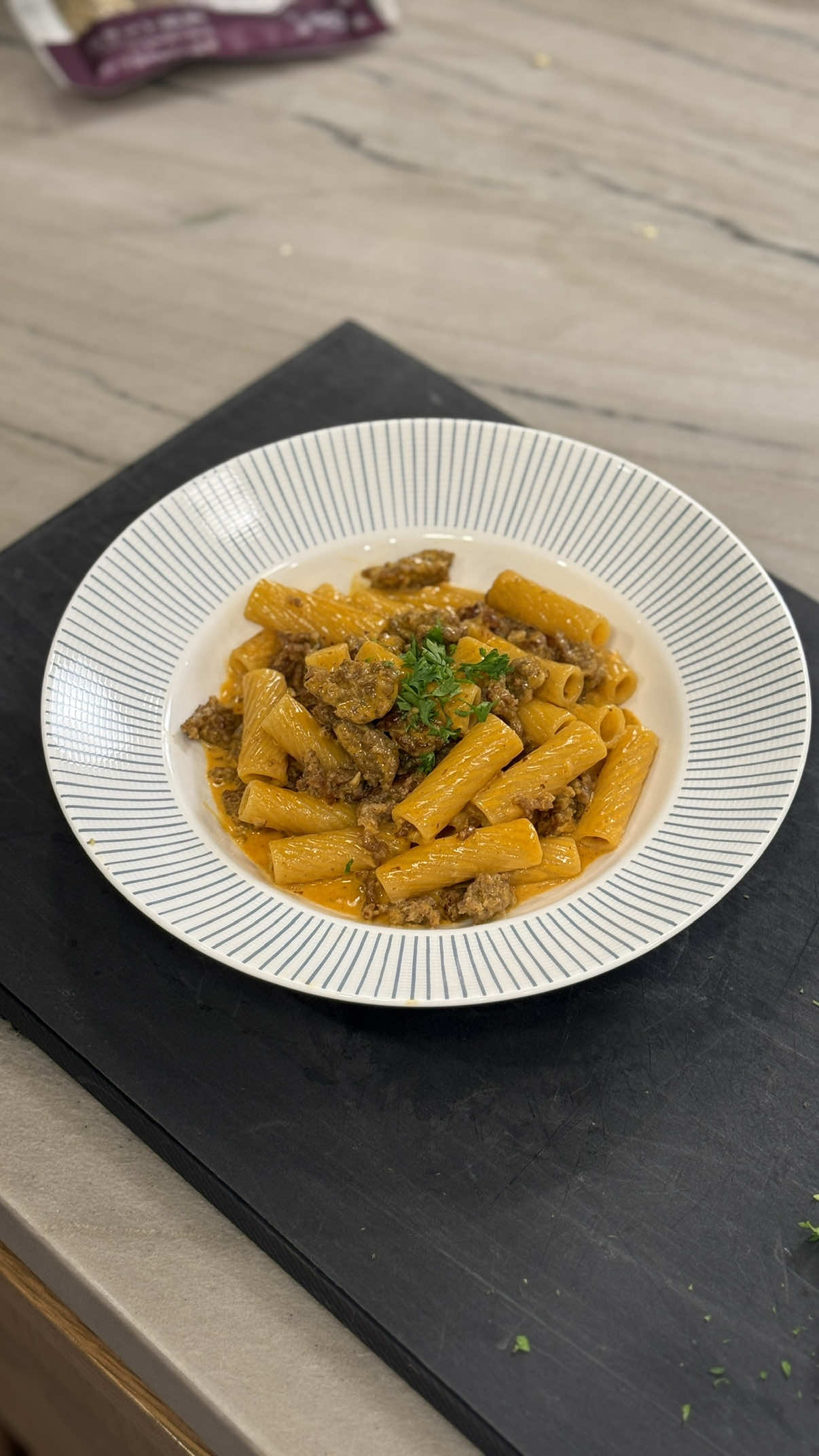 TikTok post by @wannabechefmatt for Barilla. Caption reads: You gotta try this gochujang Italian sausage....