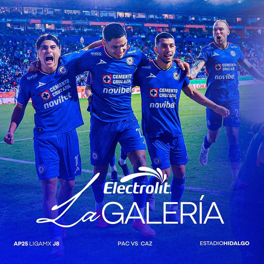 Instagram post by @cruzazul for Electrolit. Caption reads: [...] del partido presentada por @electrolit....