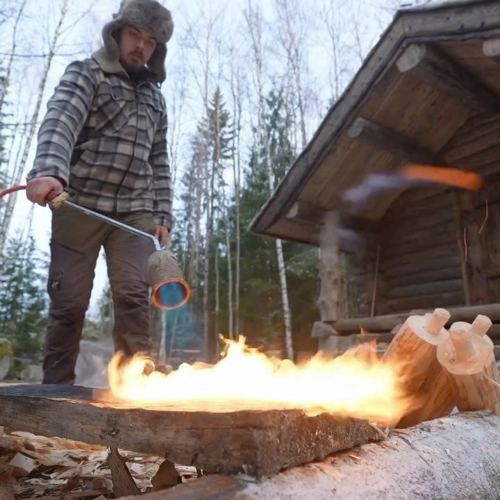 Instagram post by @erikgrankvist_ for RevolutionRace. Caption reads: Who needs IKEA when you’ve got an axe and a....