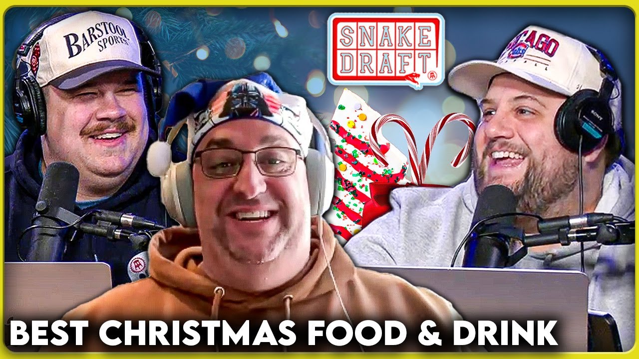 YouTube post by @BarstoolChicago for Barstool Sports. Caption reads: Ranking The Greatest Christmas Foods & Drinks (ft.....
