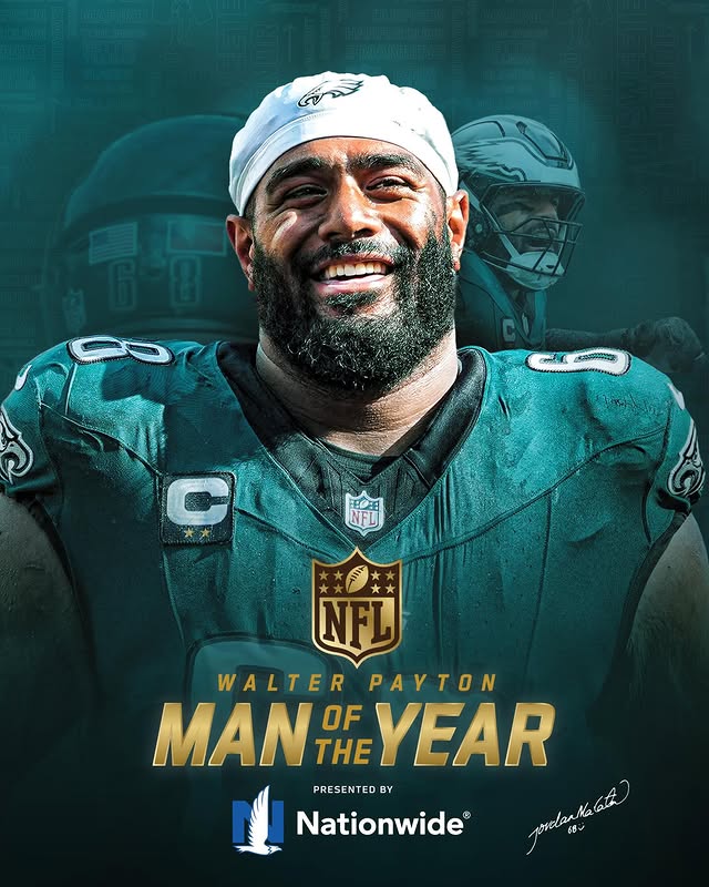 Instagram post by @philadelphiaeaglesanz for Nationwide. Caption reads: [...] Walter Payton Man of the Year 👏....