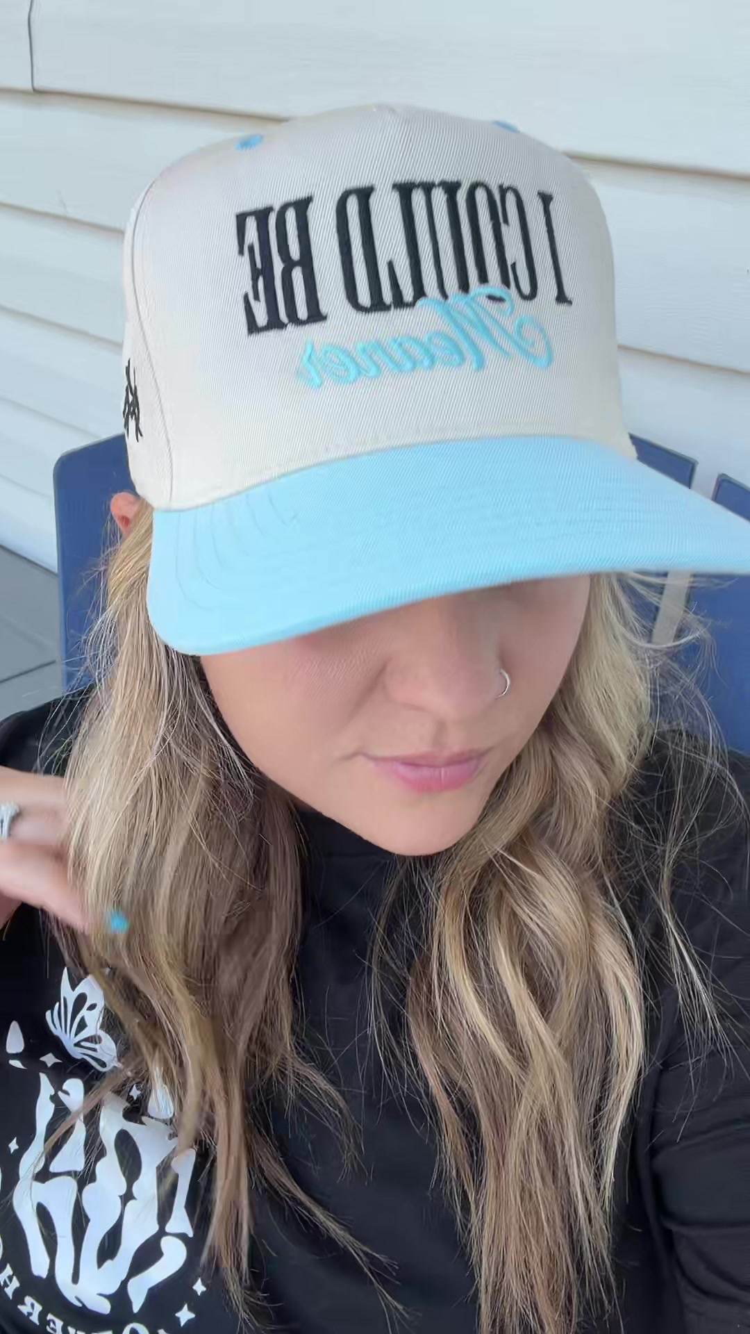 TikTok post by @mrs.benchoff for The Mad Hatter Company. Caption reads: [...] #madhatter #truckerhats @The Mad Hatter....