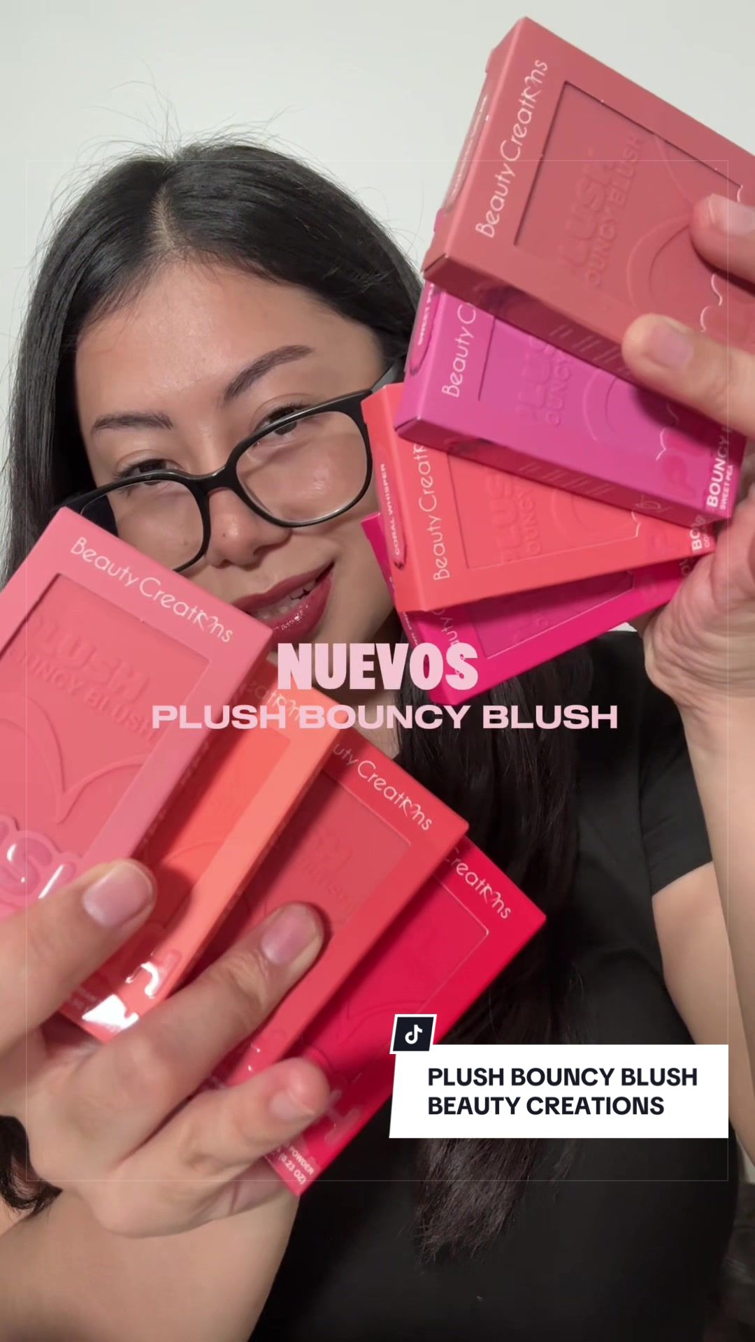TikTok post by @andrynt for Beauty Creations Cosmetics. Caption reads: Rubores Plush Bouncy Blush de @BEAUTY CREATIONS MX....