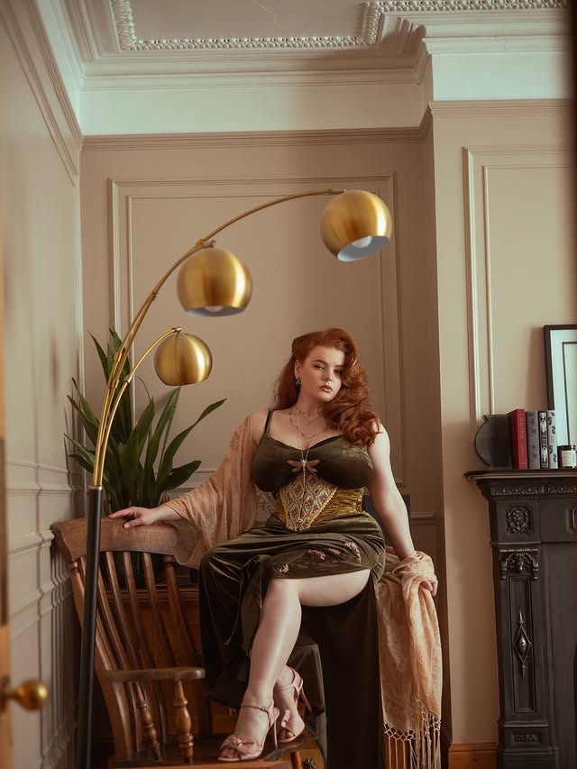 Instagram post by @missdeadlyred for Lacemade. Caption reads: [...] in style. Dress- @disturbia ▪️ Corset-....
