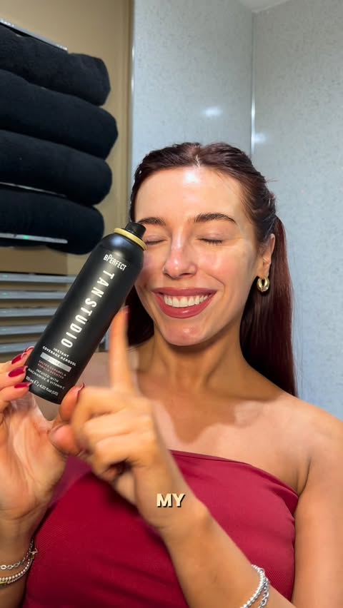 Instagram post by @ericarobertss_ for BPerfect Cosmetics. Caption reads: Tan studios instant tan has me in a choke hold!! A....