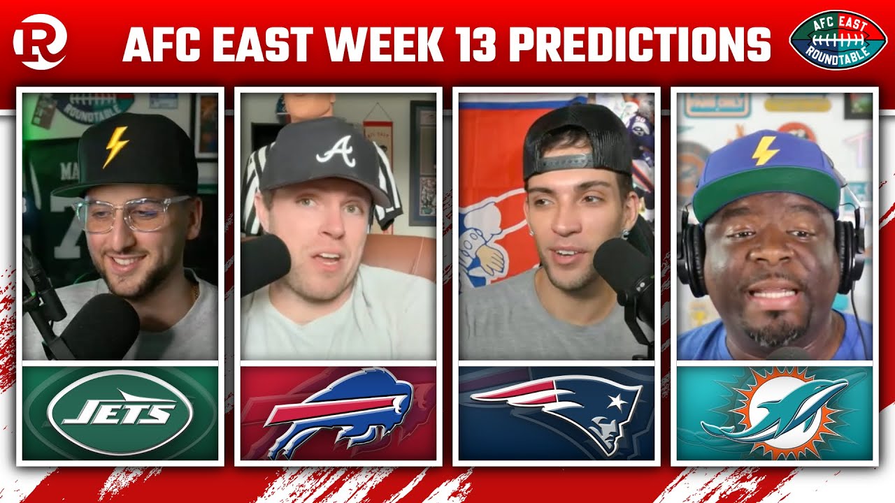 YouTube post by @AFCEastRoundtable for Vitamin Energy. Caption reads: 🚨AFC East Roundtable Week 13 Previews and....