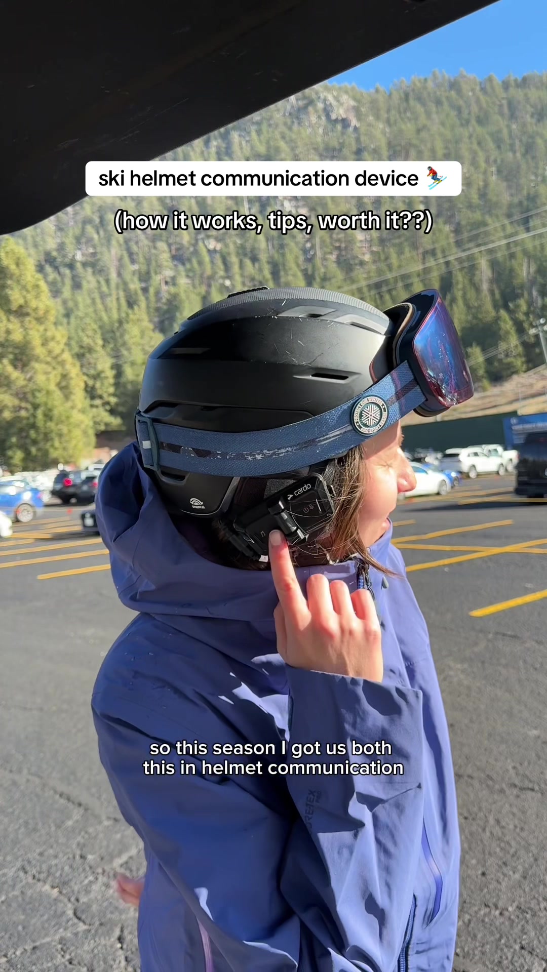 TikTok post by @theadventureaddicts for Cardo Systems. Caption reads: why didn’t we get this sooner 😅 (AD) The Packtalk....