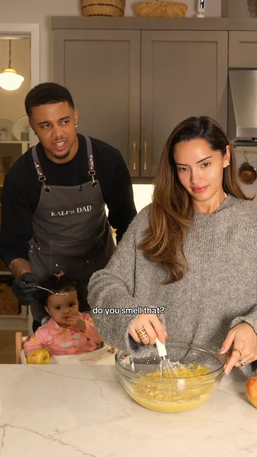 Instagram post by @kburton_25 for Huggies. Caption reads: #Ad Family meal prep isn’t always just about the....