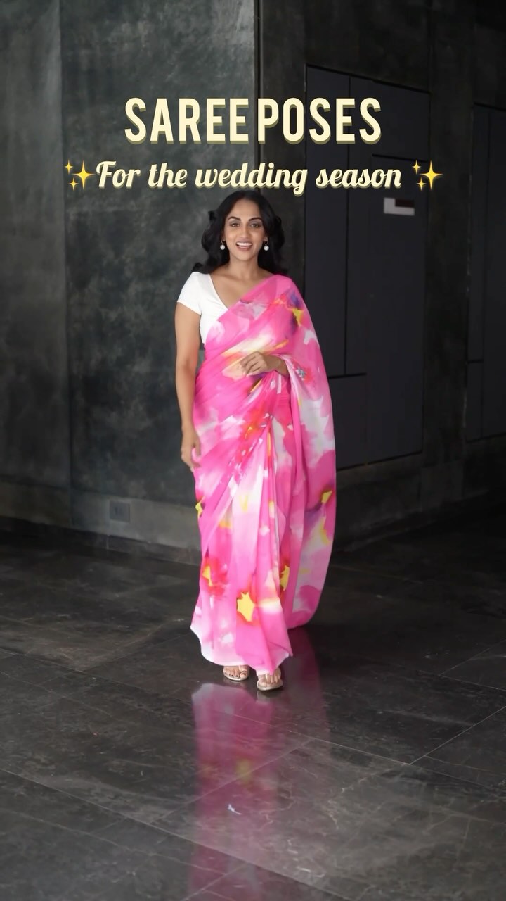 Instagram post by @shrimarai for WeddingPlz.com. Caption reads: Here are poses you can try to level up your saree....