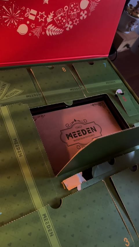 Instagram post by @salma__flor for MEEDEN ART. Caption reads: Obsessed with this tiny watercolor palette by....