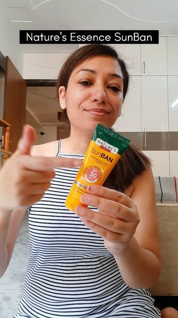Instagram post by @the.indianstreetdiaries for Nature’s Essence. Caption reads: 'Finally a Sunscreen with no white....