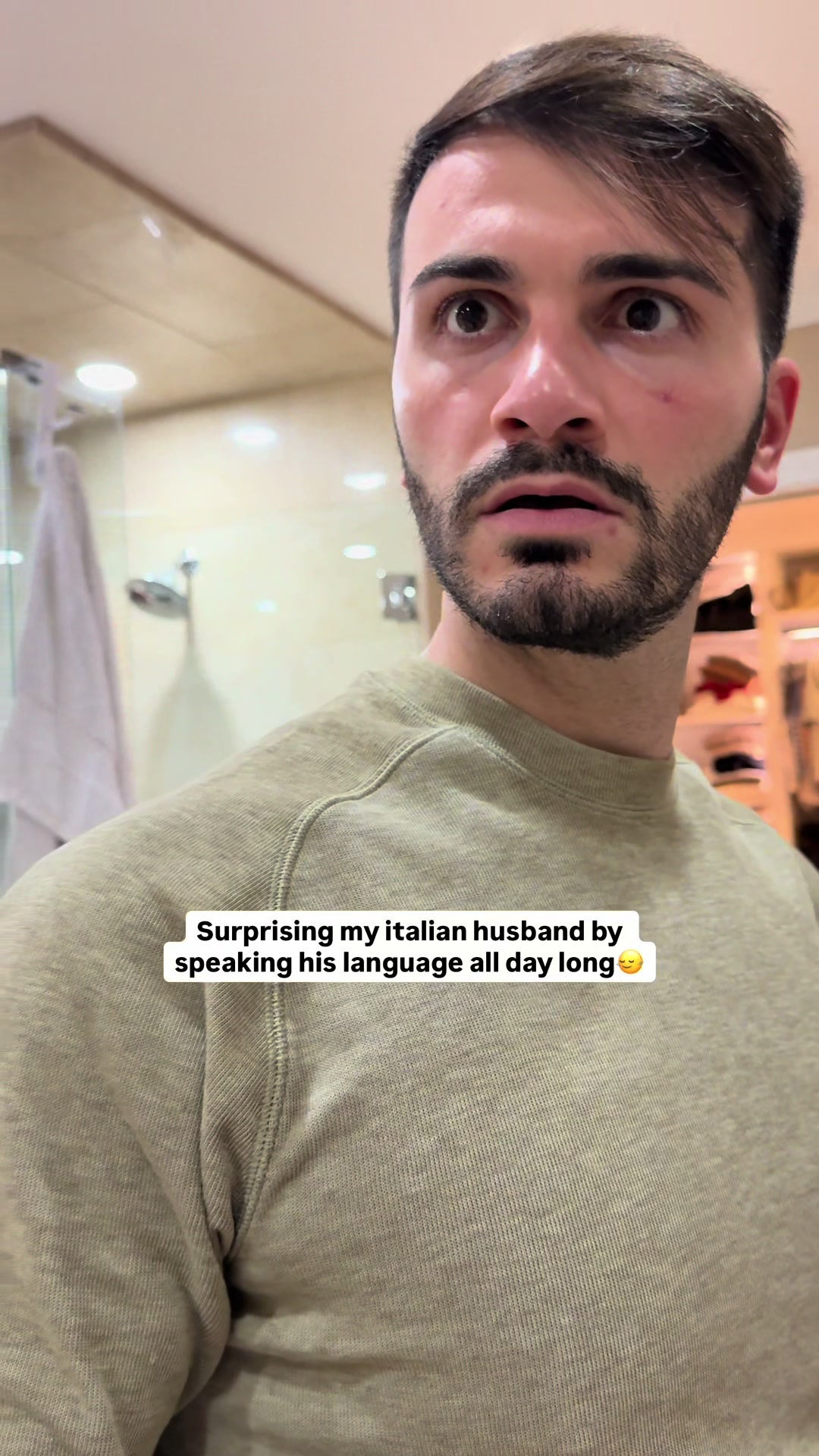 TikTok post by @carloandsarah for Duolingo. Caption reads: Carlo couldn’t even believe it😭 @Duolingo truly....