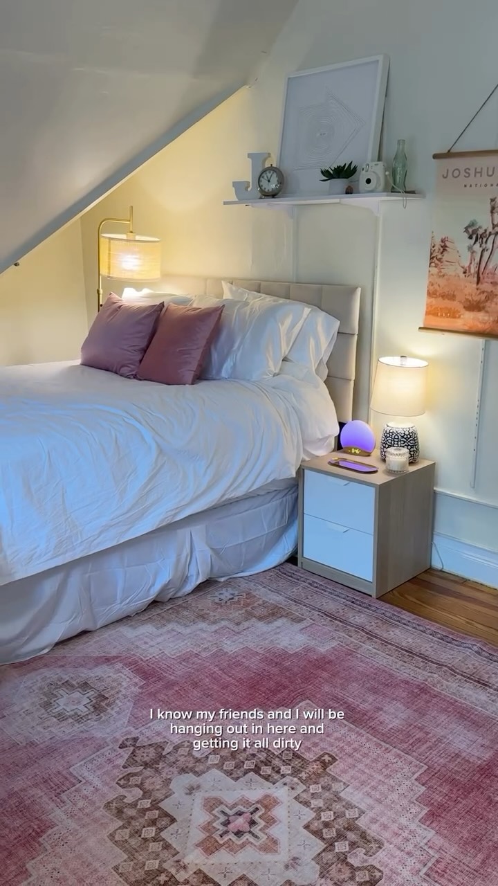 Instagram post by @josiestoffan for Ruggable. Caption reads: My room is finished thanks to @ruggable! I am....