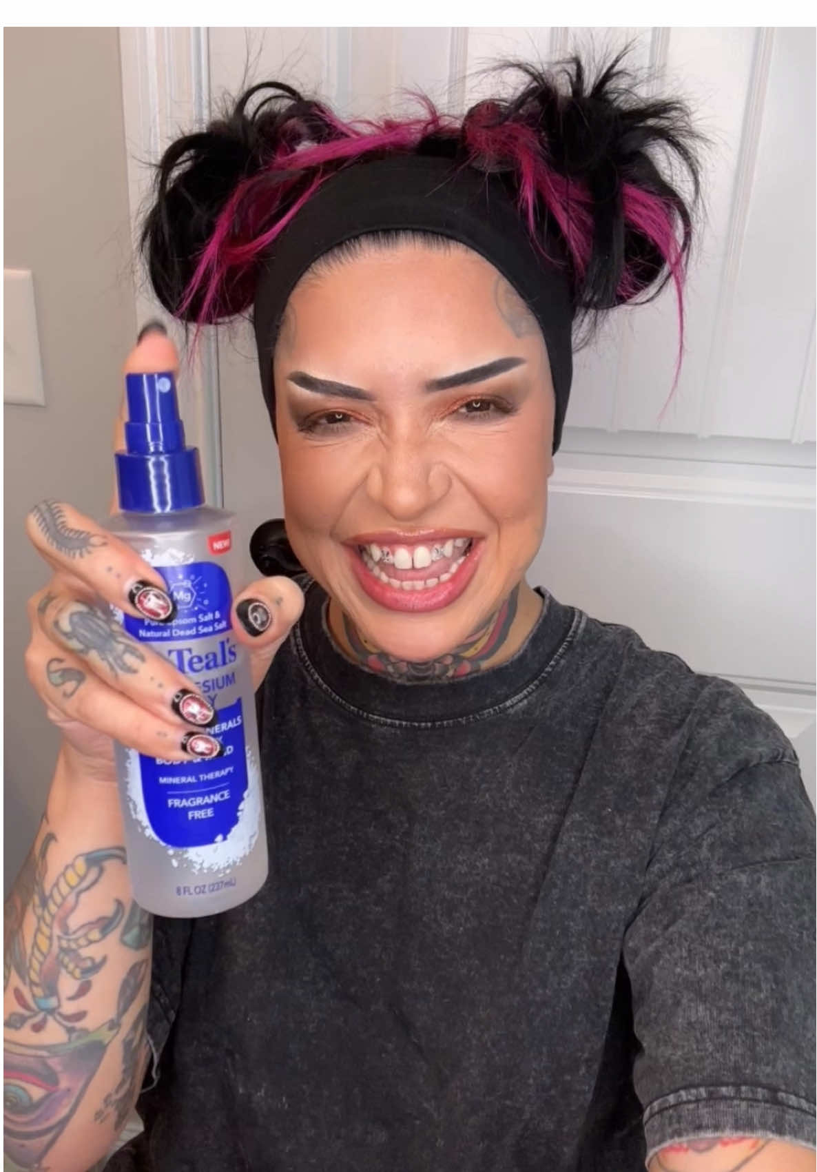TikTok post by @ninaghoulina for Dr Teal's. Caption reads: #DrTealsPartner @DrTeals has a new magnesium [...].