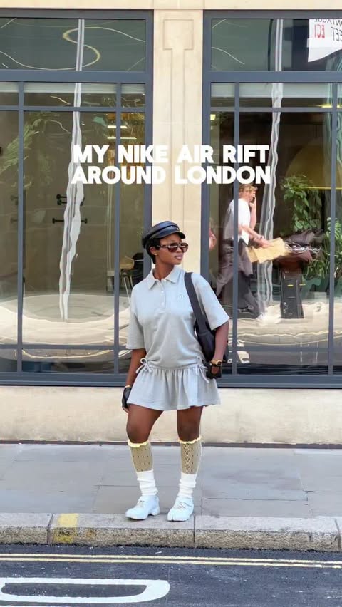 Instagram post by @_thisisclaire for Nike Sportswear. Caption reads: [...] my Nike Air Rifts everywhere 🤍....
