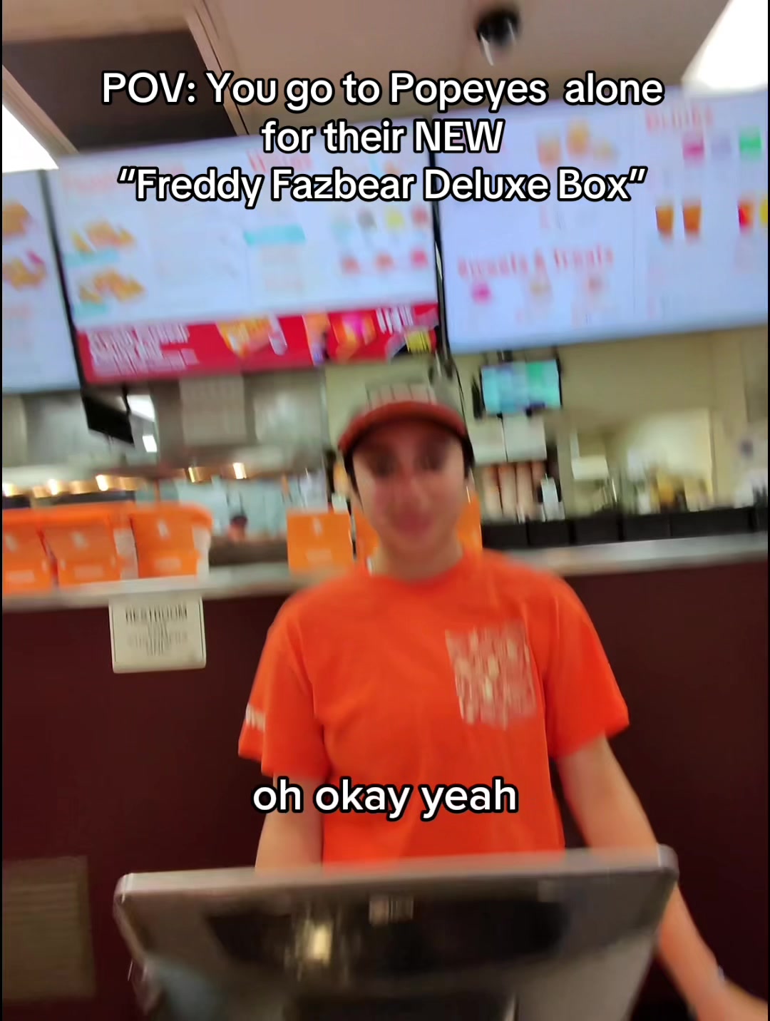 TikTok post by @mylonepov for Popeyes. Caption reads: The pink stuff made me go 💩 Have you tried this....