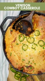 Instagram post by @jenniferdanella for Bear Mountain BBQ. Caption reads: Venison Cowboy Casserole 

Paired with my go to....