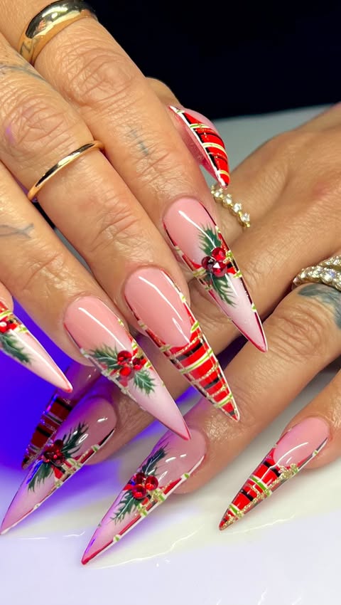 Instagram post by @courtneycantwell_nails for VBeautyPure. Caption reads: 🎁 It’s giving wrapping paper & I’m here for....