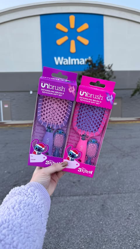 Instagram post by @thewalmartchick for FHI Heat. Caption reads: #AD New Disney Stitch Unbrush, only at Walmart! 💙....