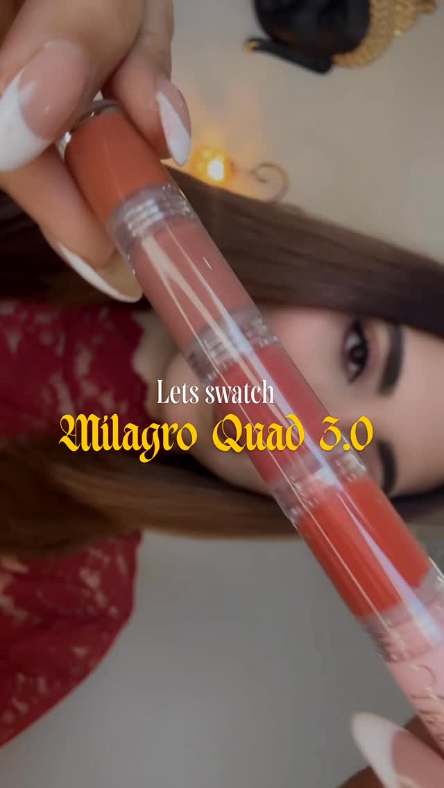 Instagram post by @swatchesbyshivani for Milagro Beauty. Caption reads: Summer coded shades🌻 @milagro.beauty . . . . . .....