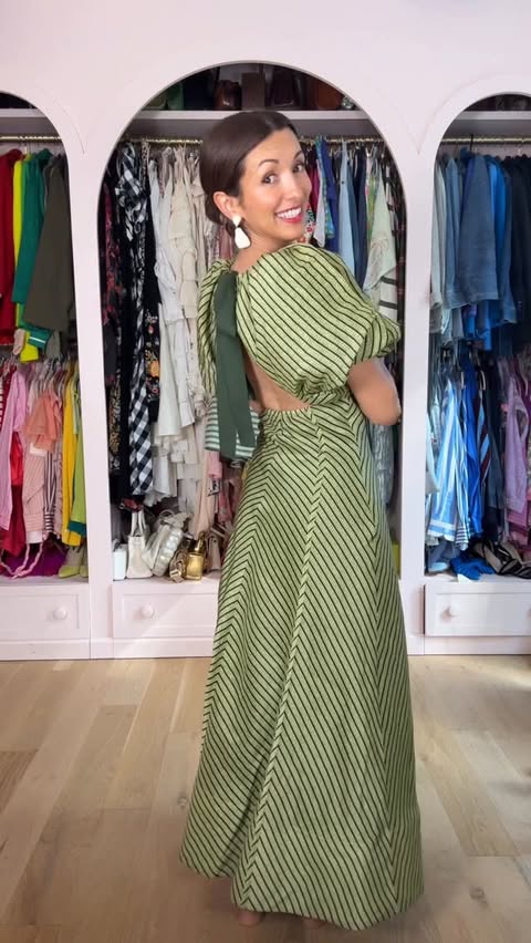 Instagram post by @indiadebeaufort for Anthropologie. Caption reads: Which dress would you pick?!?!....