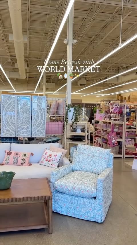 Instagram post by @meginlouisville for World Market. Caption reads: [...] everyday home pieces, so I stopped by....
