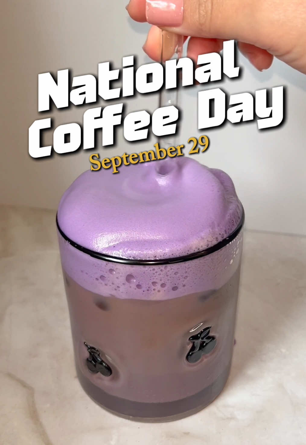 TikTok post by @trapmulan for Copper Cow Coffee. Caption reads: [...] with ube foam ✨ Brewed using @Copper Cow....