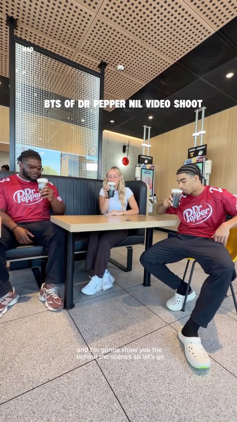 Instagram post by @rileyyamm for Dr Pepper. Caption reads: #ad bts of @drpepper shoot with @isaiahsatenga and....