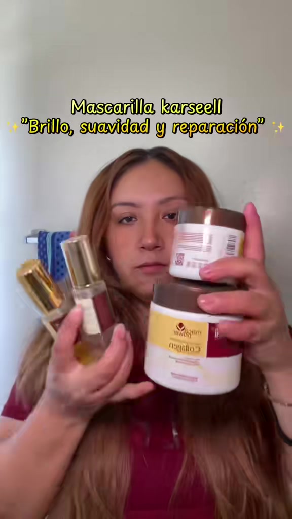 TikTok post by @lizzrodriguez21 for Karseell Collagen. Caption reads: #karsell #hairtransformation #collagenmask....