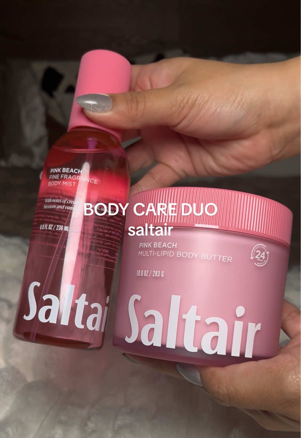 TikTok post by @elized__ for Saltair. Caption reads: Beach days in a scent 🌴🤍🥥 Because winter needs....