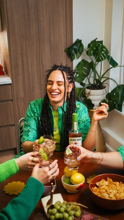 Instagram post by @chelseaasoflate for Jameson Irish Whiskey. Caption reads: The real lucky girl moment is getting to kick off....