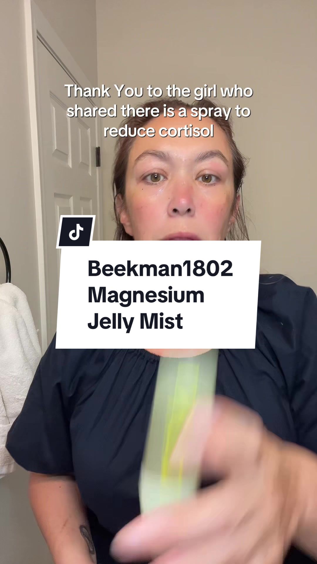 TikTok post by @formerfatgirlonabike for Beekman 1802. Caption reads: [...] spray away cortisol with @Beekman 1802....