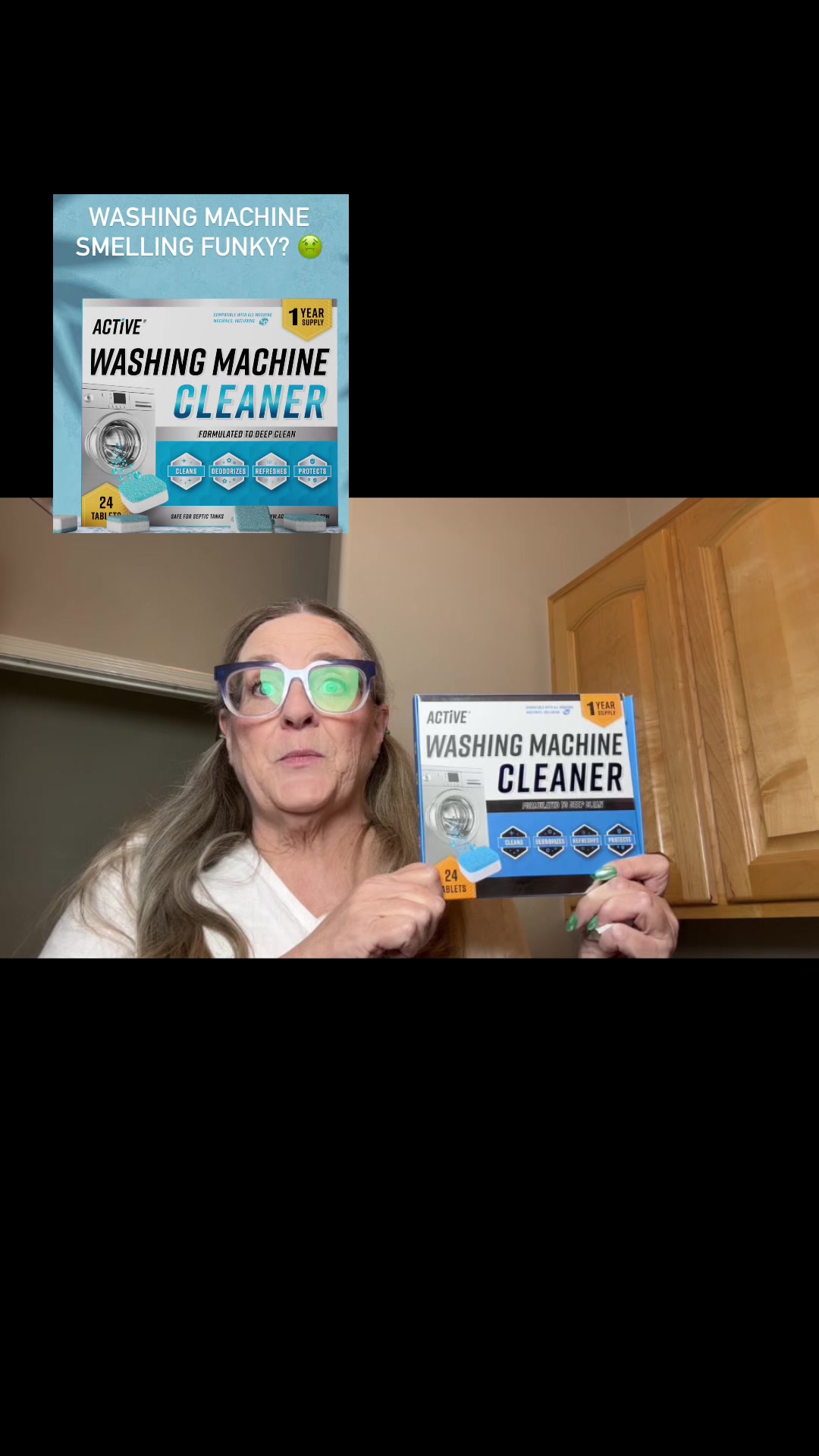 TikTok post by @julesbanta for ACTIVE. Caption reads: A clean washing machine is a Happy One!....