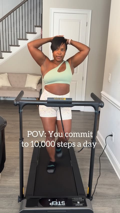 Instagram post by @nicolealiciamd for WalkingPad. Caption reads: Trying to be consistent postpartum with four....