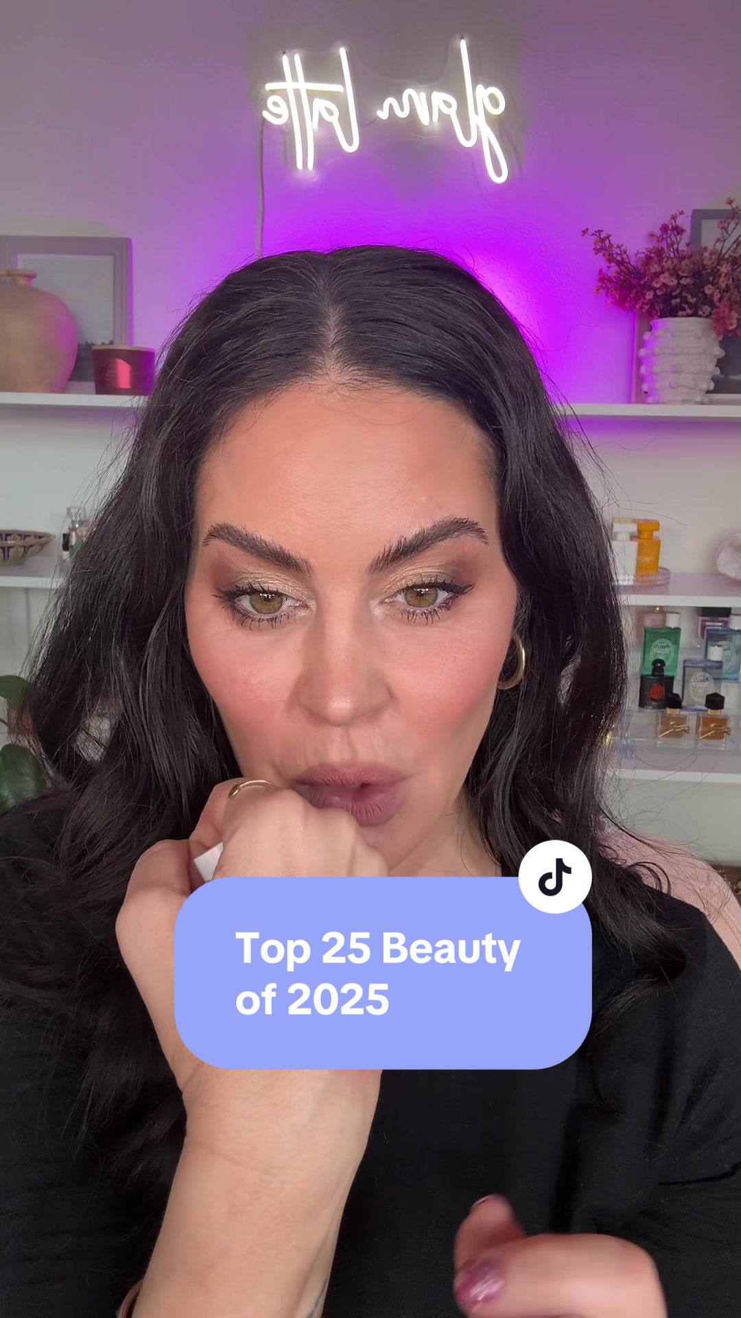 TikTok post by @glamlatte for Sigma Beauty. Caption reads: [...] Makeup @Haus Labs @SOSHE Beauty @Sigma....