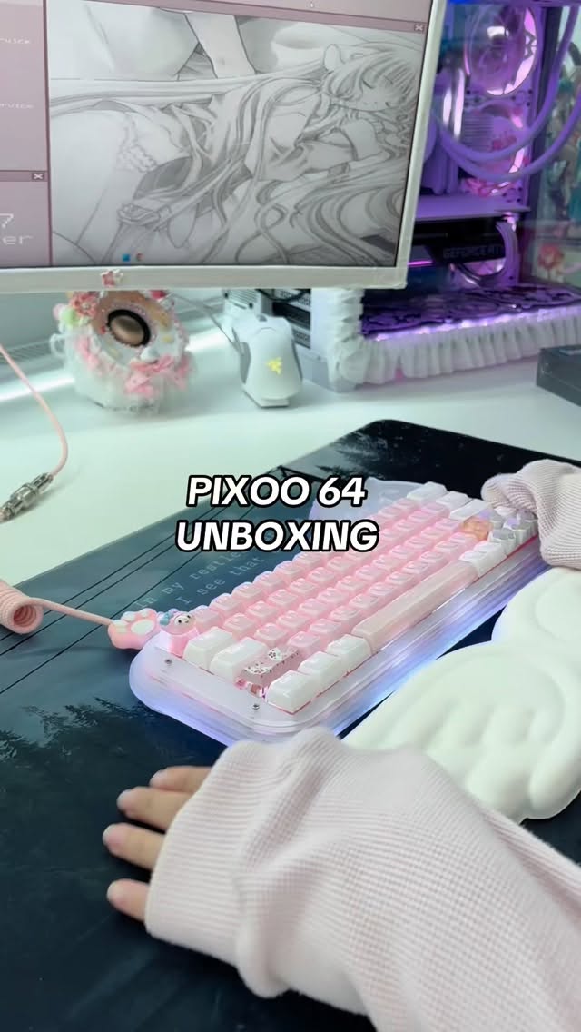 Instagram post by @nintendo.grl for Divoom. Caption reads: new addition to my setup 💖 @divoom_global PIXOO....