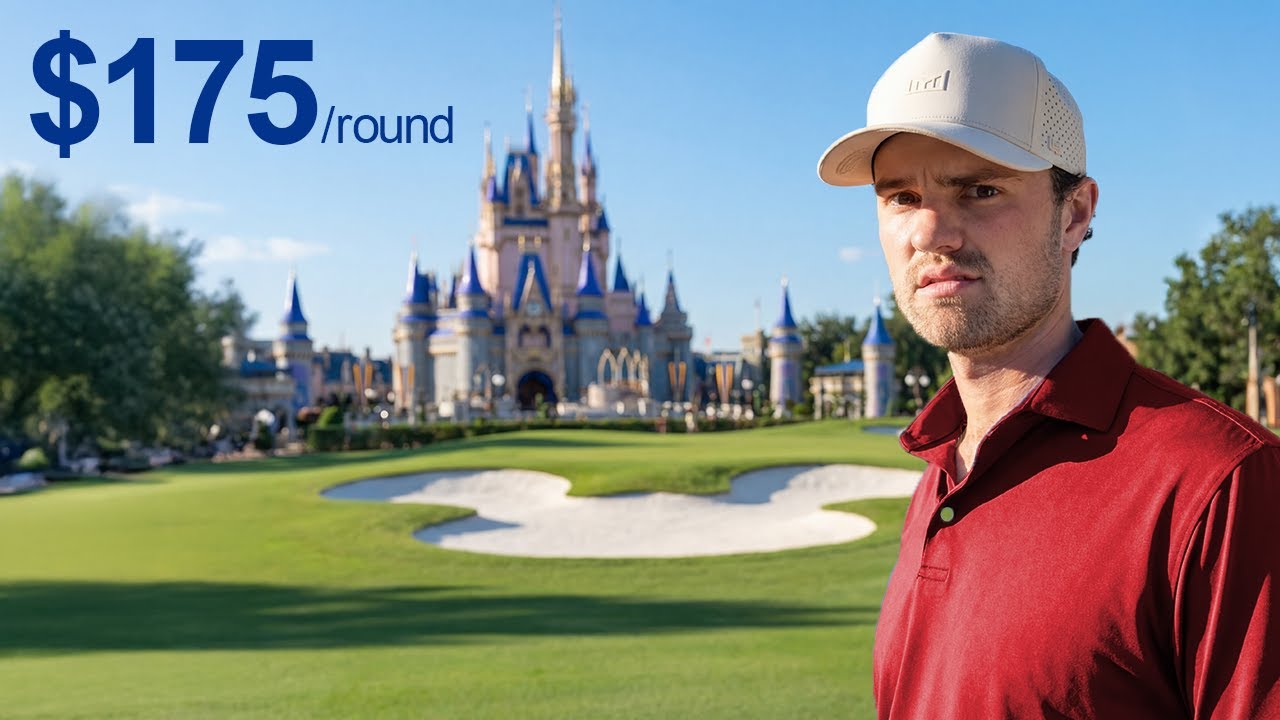 YouTube post by @JoshMayerGolf for Takomo Golf. Caption reads: I Played Every Golf Course at Disney World.
