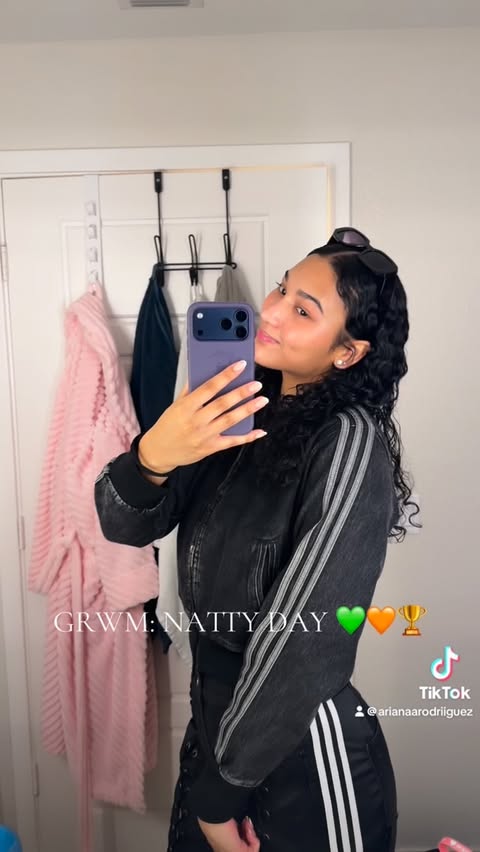 Instagram post by @aarianarodriiguez for adidas. Caption reads: [...] the National Championship Game 🧡💚 w/....