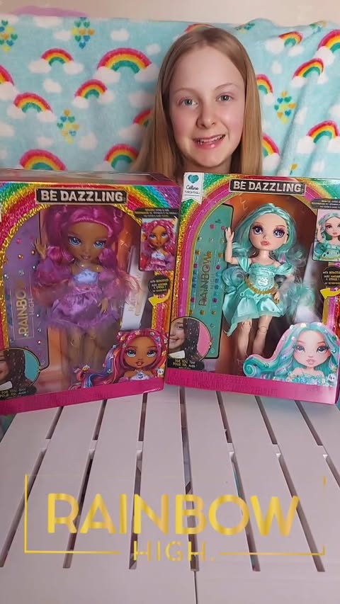 Instagram post by @matilda_sparkles.forever for Rainbow High. Caption reads: Dazzling 💎 Rainbow High has launched brand new Be....