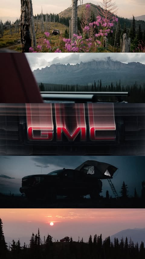 Instagram post by @justindkauffman for GMC. Caption reads: #ad One day. Three adventures with the @GMC Sierra....