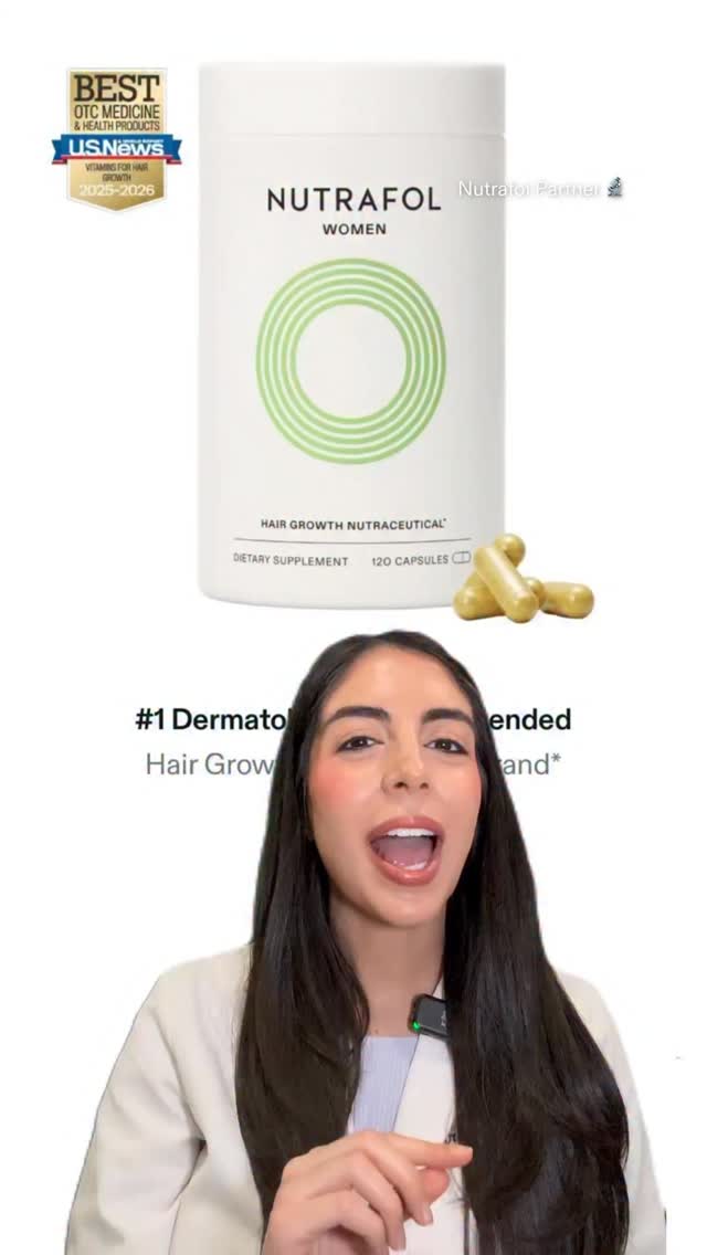 Instagram post by @dr.mina.md for Nutrafol. Caption reads: The viral hair growth supplement you’ve seen....