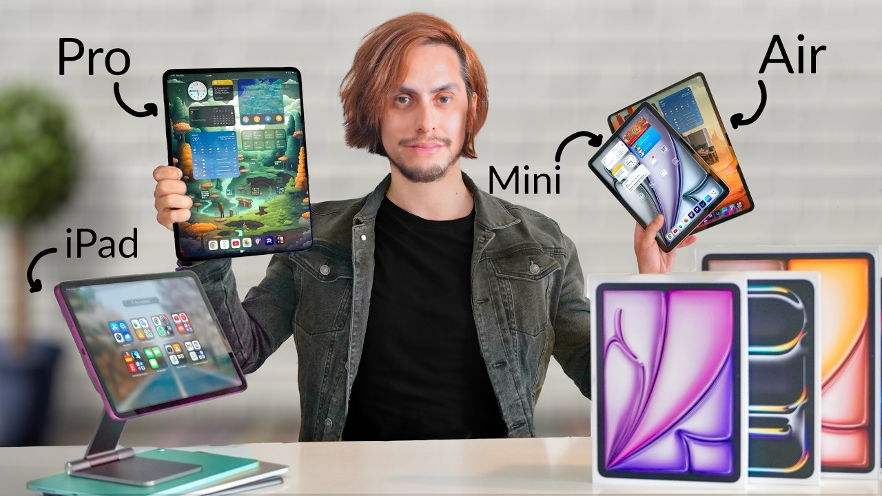 YouTube post by @RodHerzstrom for Liinks. Caption reads: Which iPad should you buy in 2025 for studying,....