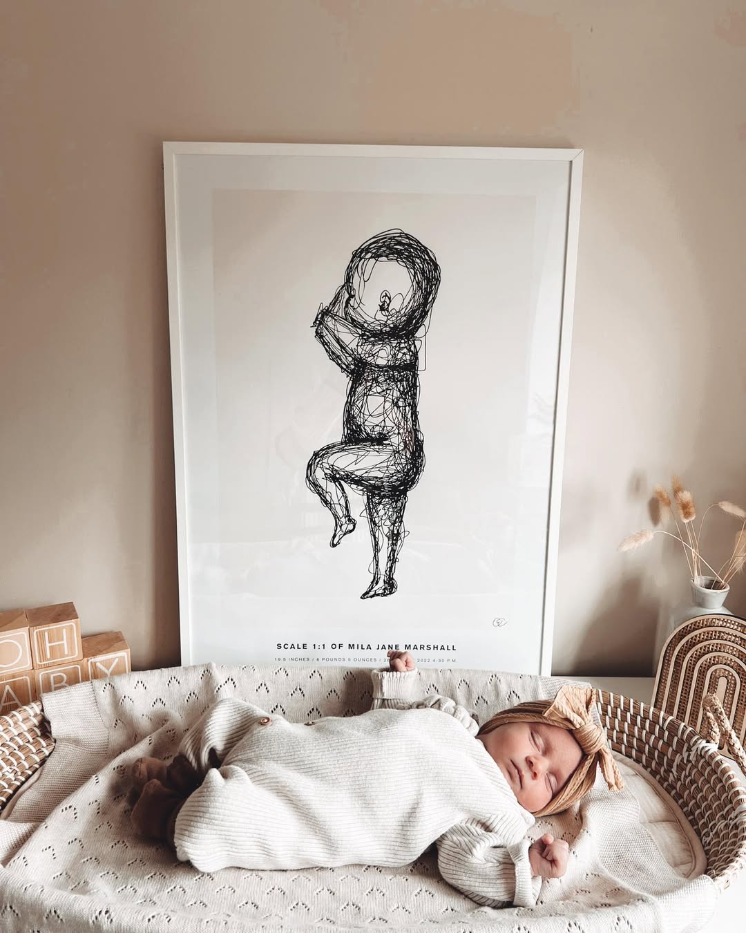 Instagram post by @home.life.with.molly for The Birth Poster. Caption reads: Where has my tiny baby gone, your already 5 weeks....
