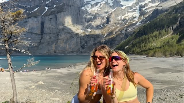 Instagram post by @happyhealthyhols for roadsurfer. Caption reads: [...] leaves the girls group chat🇨🇭 @roadsurfer....