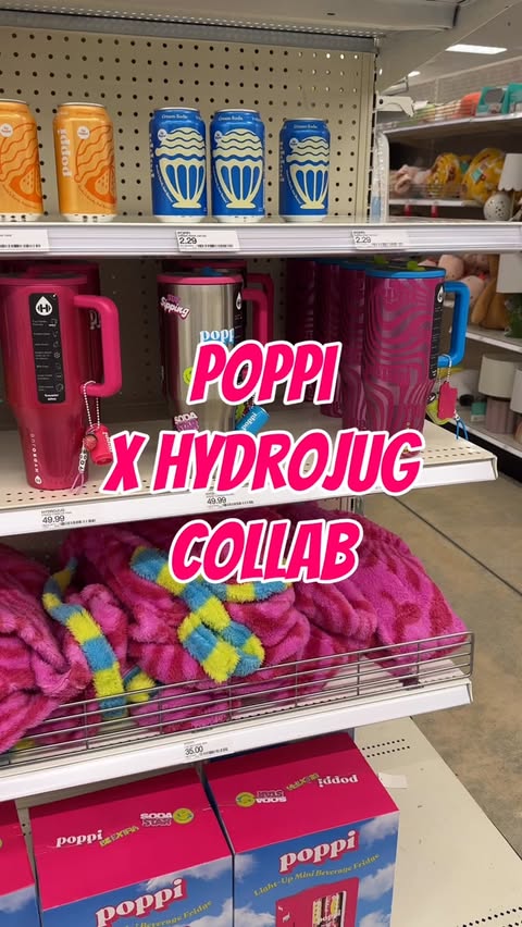Instagram post by @targetpursuit for HydroJug. Caption reads: [...] + type POPPI 🩷 This @drinkpoppi and....