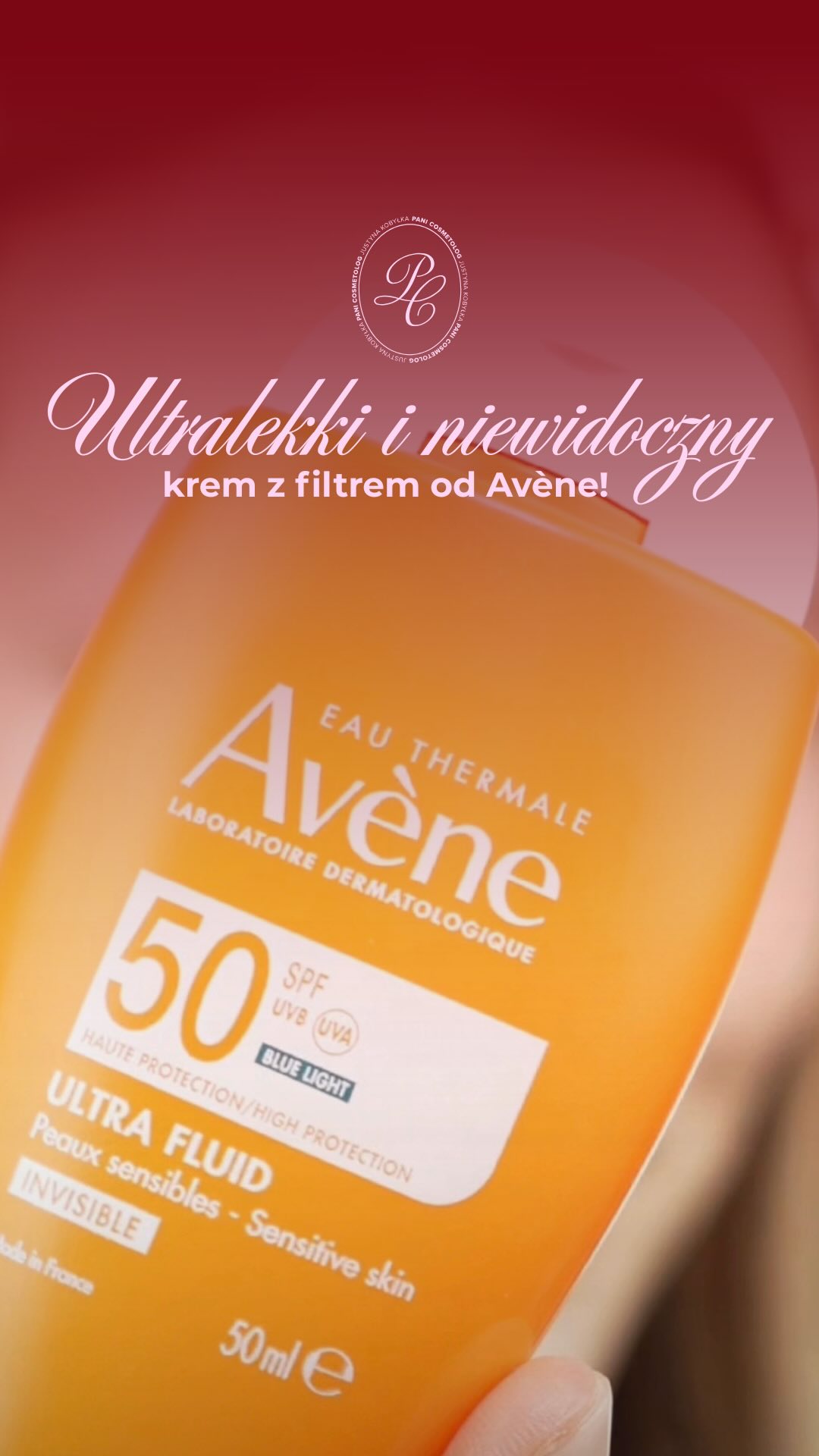 Instagram post by @panicosmetolog for Avène. Caption reads: [współpraca reklamowa @avene ]
Kiedy filtr....