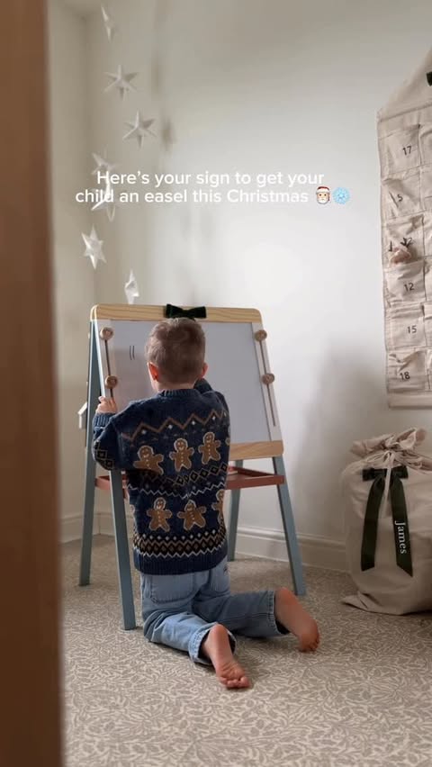 Instagram post by @inside_number_27 for Mabel & Fox. Caption reads: Here’s your sign to get your child an easel this....